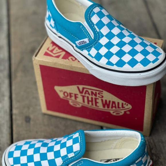 Vans checkerboard blue and white for kids - Picture 5 of 8
